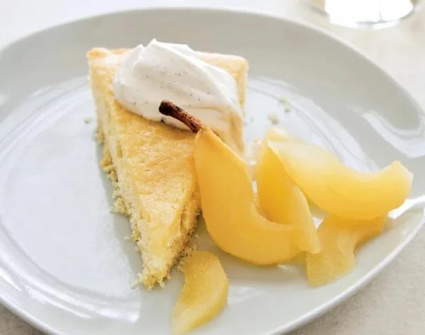 Buttermilk Cake with Riesling-Poached Pears