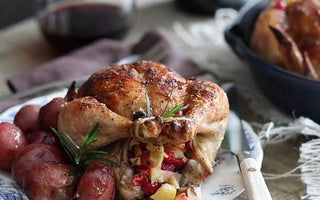 STUFFED CORNISH HENS WITH CRANBERRIES AND APPLES