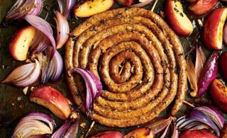 Roasted Merguez Sausage with Apples and Onions