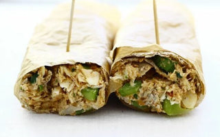 MOROCCAN CHICKEN + PEACH SALAD WRAPS