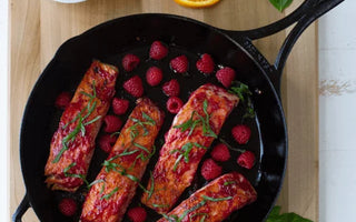 Pan-Seared Salmon with Raspberry Basil Sauce