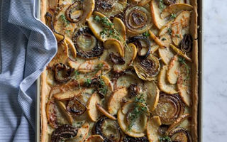 Savory Apple Tart with Onions, Cheddar and Thyme