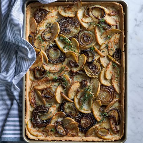 Savory Apple Tart with Onions, Cheddar and Thyme