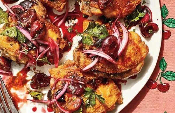 Balsamic-Glazed Skillet Chicken Thighs with Fresh Cherry Salsa