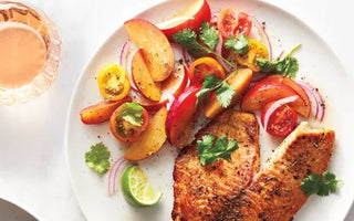 Blackened Tilapia With Peach-Tomato Salad