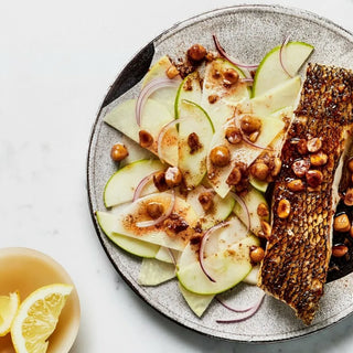 Crispy Fish with Brown Butter Sauce and Apple-Kohlrabi Salad
