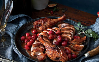 Juniper-Rubbed Roast Duck with Cherry Jus